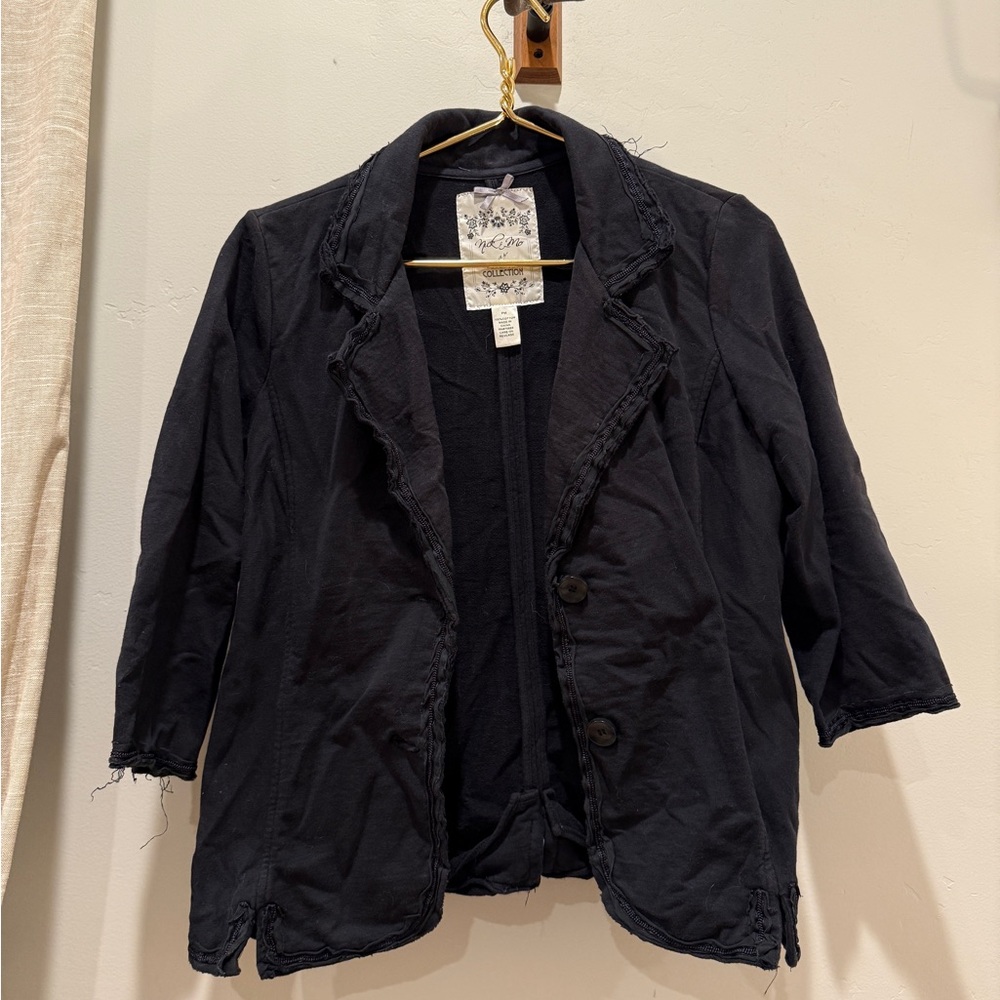 Nick & Mo Midnight Black Frayed Blazer